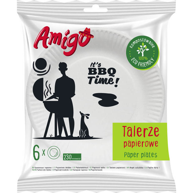 AMIGO PL Jednorazowe talerze papierowe