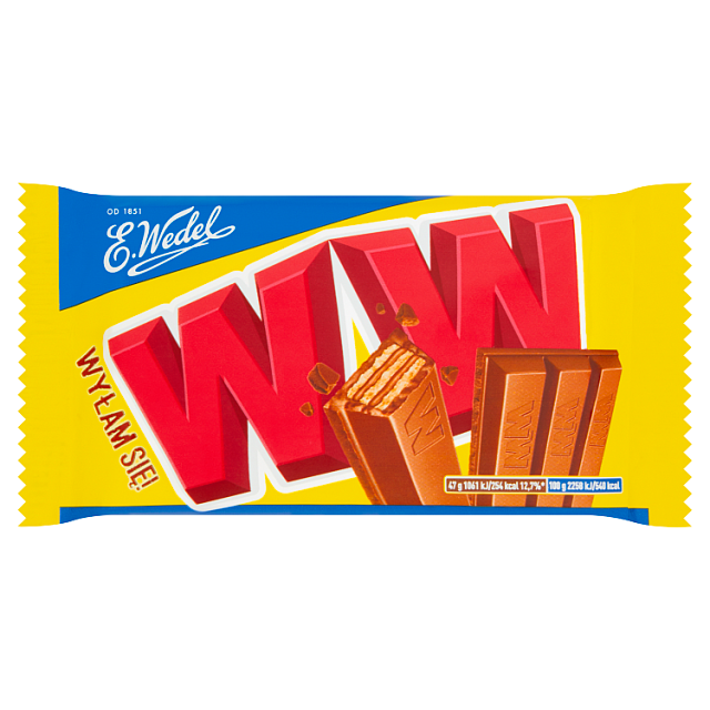 Wafel z nadzieniem orzechowym w mlecznej czekoladzie WW 47g esklep.polomarket.pl