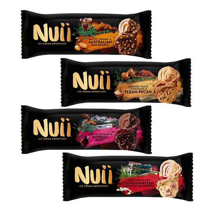 Lody Nuii Macadamia/White Chocolate/Texan Pecan/Dark Chocolate sort 90ml
