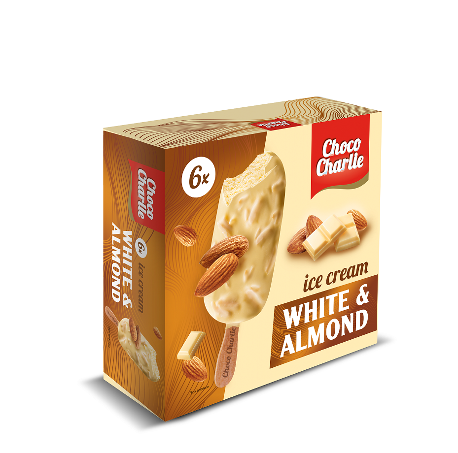 Lody waniliowe w białej czekoladzie z migdałami Choco Charlie 6x120ml