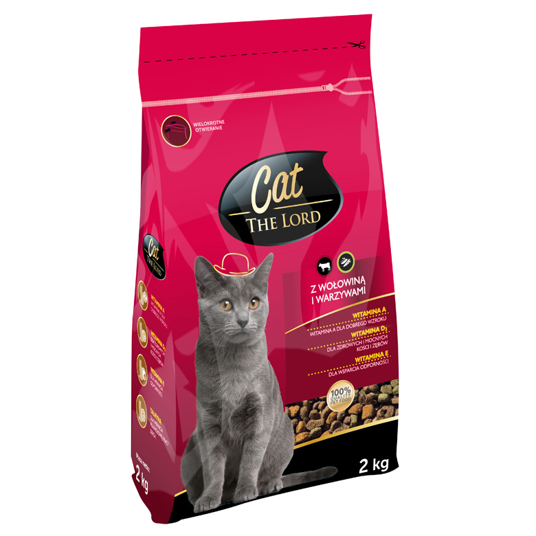 Karma sucha   dla kota  z wołowiną i warzywami Cat The Lord  2kg