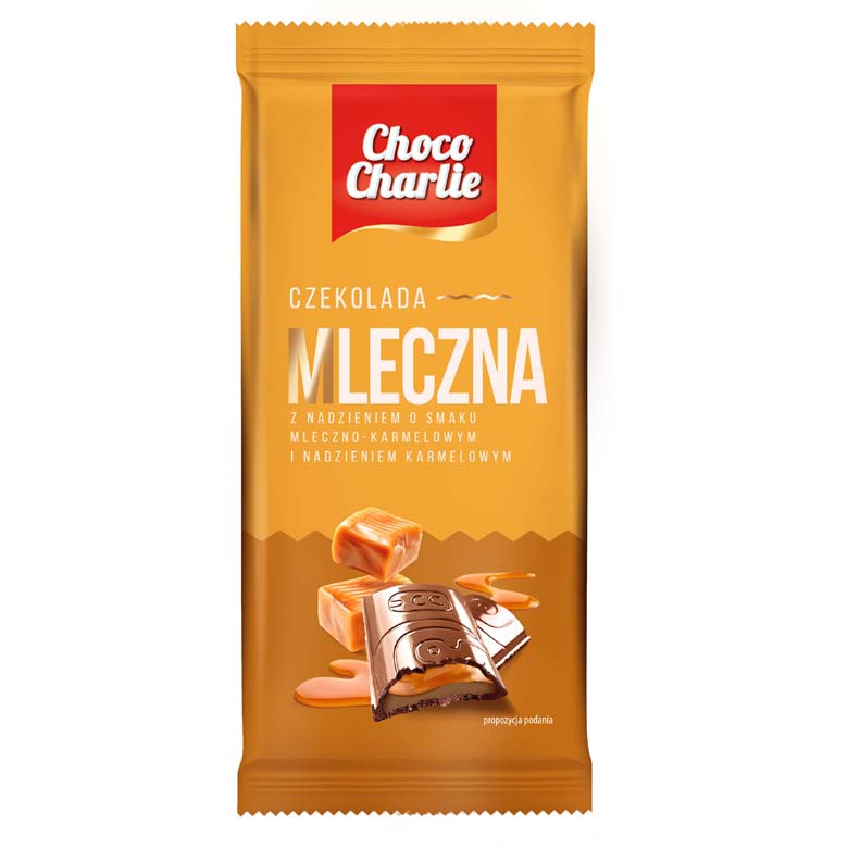 Czekolada mleczna z nadzieniem karmelowym Choco Charlie 100g
