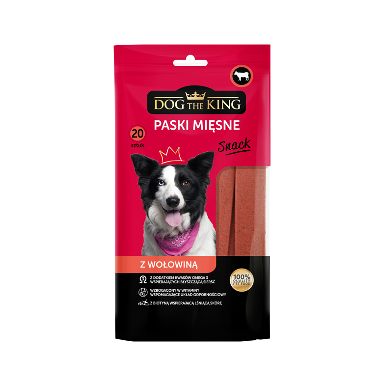 Paski mięsne  dla psa  z wołowiną  Dog The King  200g