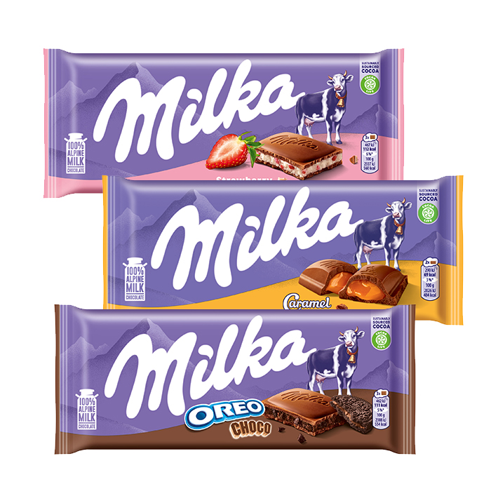 Czekolada Milk/ caramel/ oreo/ strawberry Milka mix  100g esklep.polomarket.pl