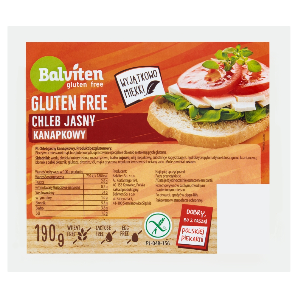 Chleb jasny kanapkowy bezglutenowy 190g
