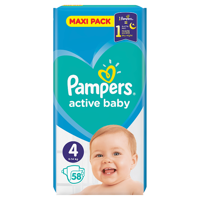 Pieluchy  Active Baby 4 Pampers 58szt esklep.polomarket.pl