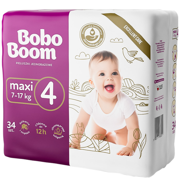 Pieluszki Maxi 4 Bobo Boom 34szt