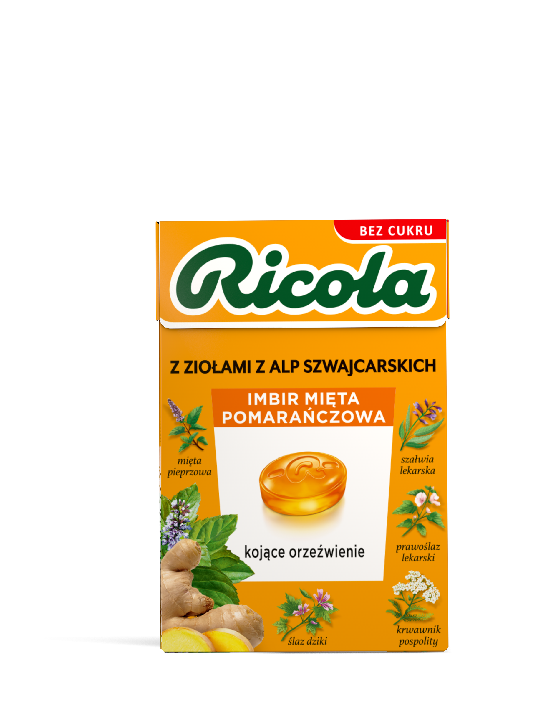 Cukierki imbir mięta pomarańczowa Ricola27,5g