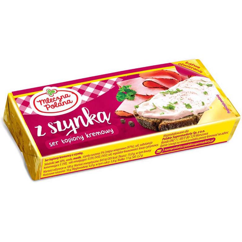 Ser  topiony z szynką bloczek Mleczna Polana 100g