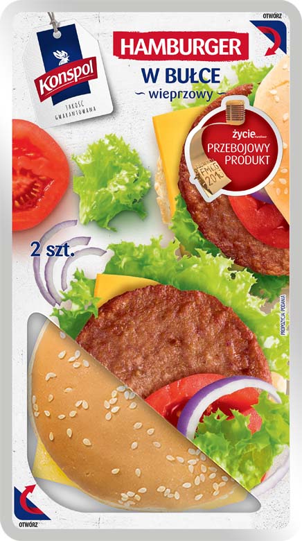 Hamburger Konspol wieprzowy w bułce 280g esklep.polomarket.pl