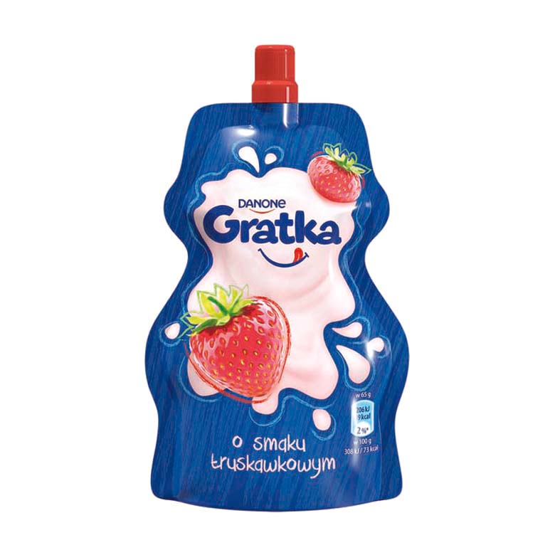 Jogurt o smaku truskawkowym w saszetce Gratka 65g esklep.polomarket.pl
