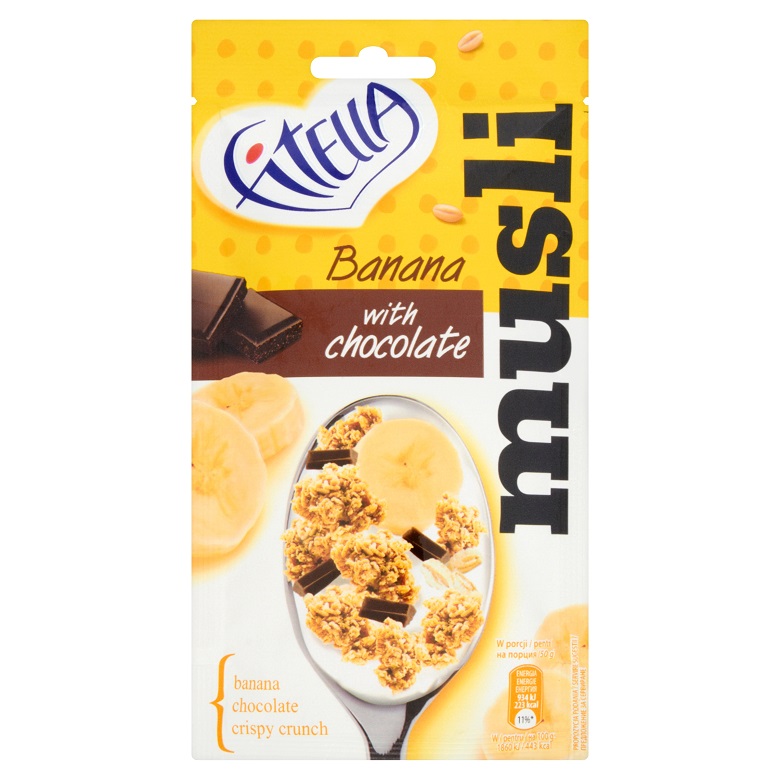 Musli Bananowe z Kawałakami Czekolady  Fitella 50g