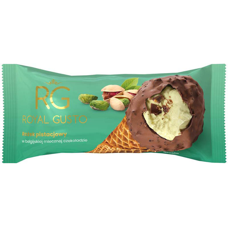 Rożek pistacjowy  w belgijskiej czekoladzie Royal Gusto 150ml