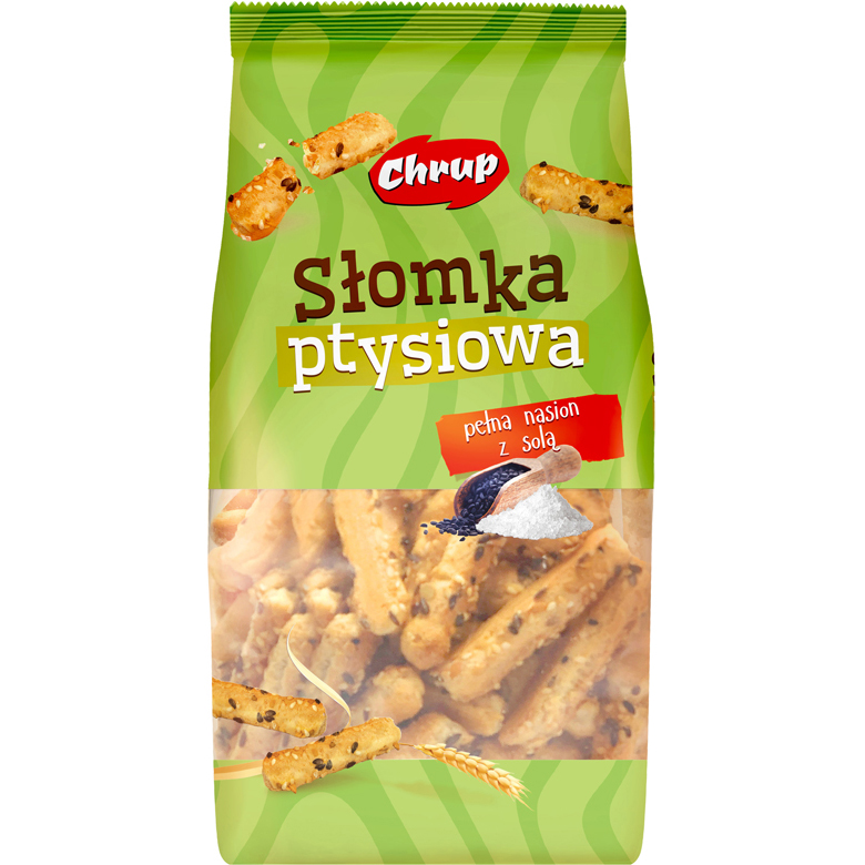 Słomka ptysiowa z ziarnami i solą  Chrup 100g