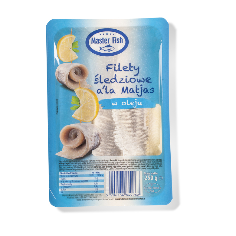 Filety śledziowe solone  ala matjas, w oleju Master Fish 250g