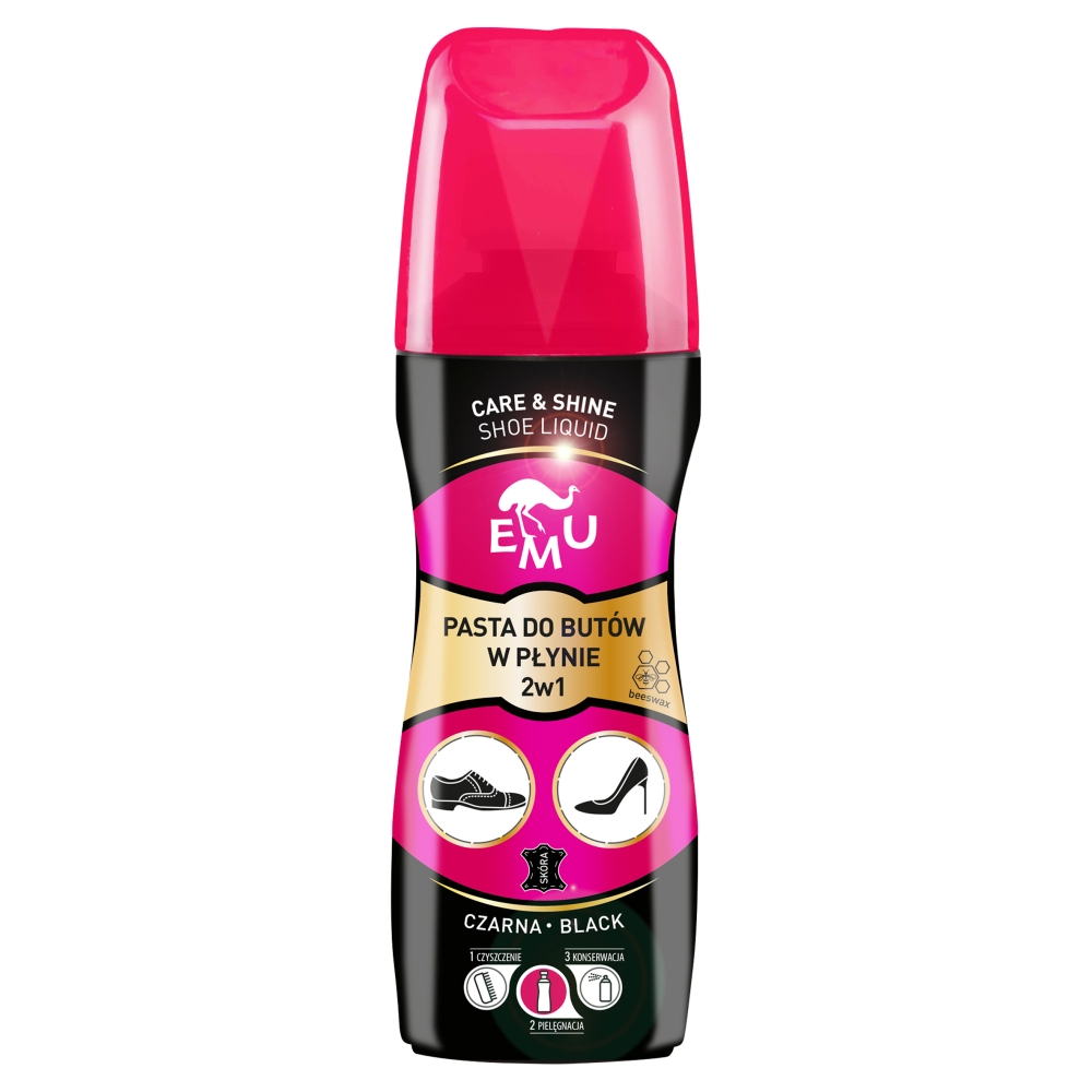 EMU Czarna pasta do butów w płynie 2w1 75ml