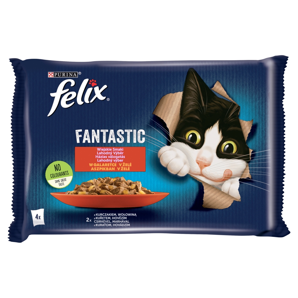 Karma dla kota Felix kurczak-wołowina 4x85g esklep.polomarket.pl