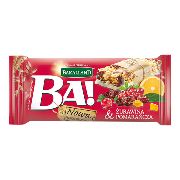 Baton  Żurawina i pomarańcza  Bakalland BA! 40g esklep.polomarket.pl