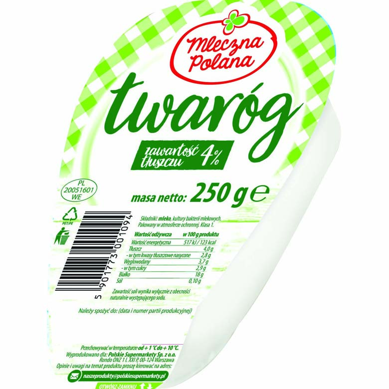 Twaróg połtlusty klinek Mleczna Polana 250g
