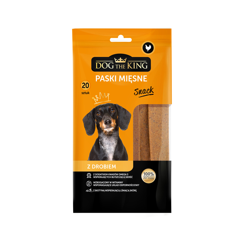 Paski mięsne  dla psa  z drobiem  Dog The King  200g