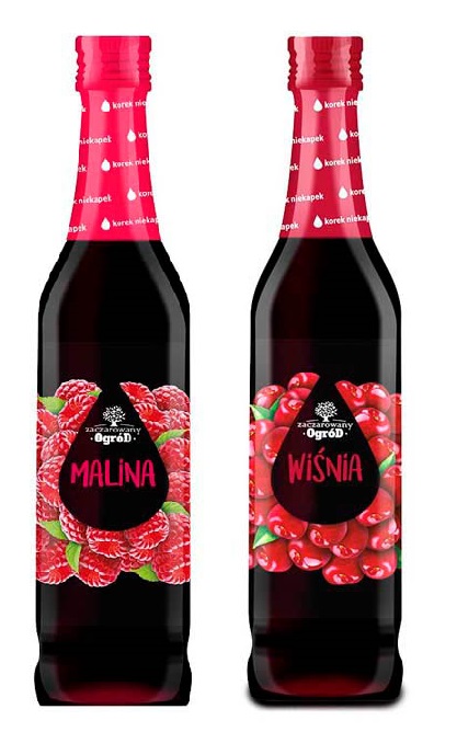 Syrop o smaku malinowym lub wiśniowym 430ml sort