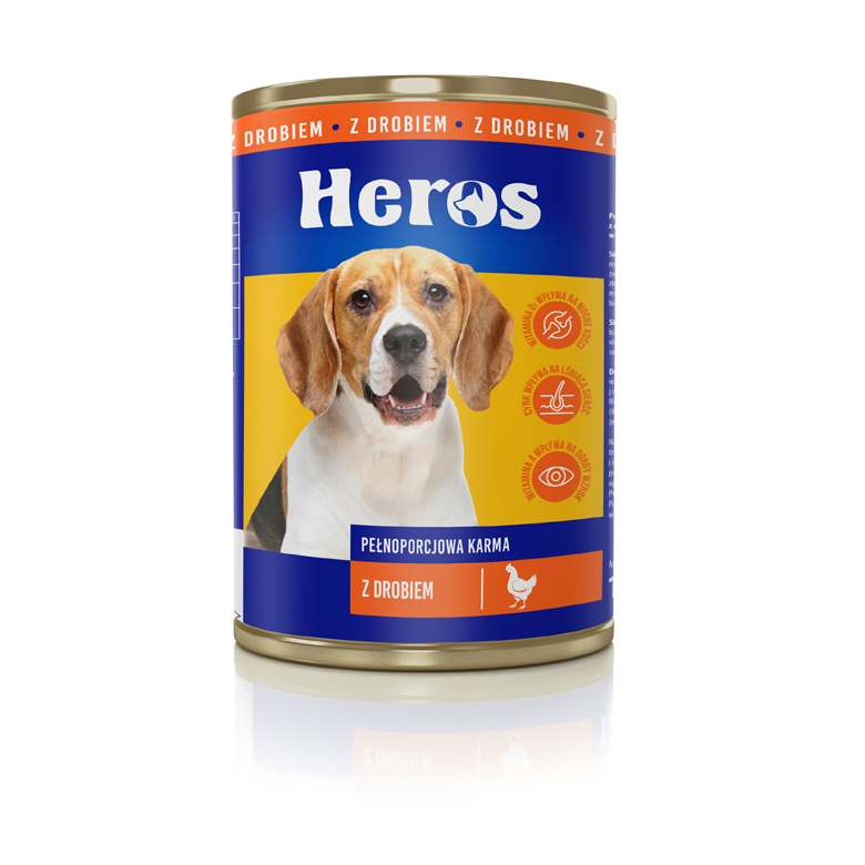 Karma w puszce  dla psa  z drobiem Heros  1250g