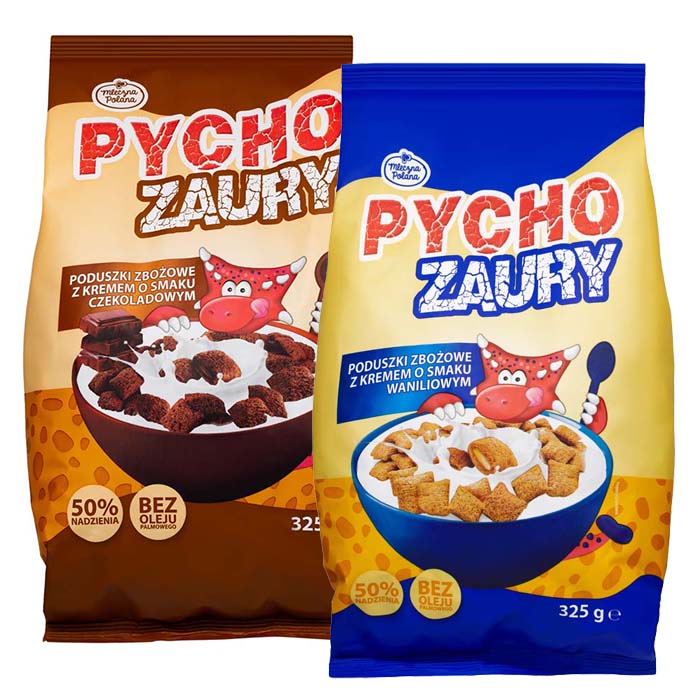 Pychozaury Poduszeczki waniliowe / czekoladowe mix 325g