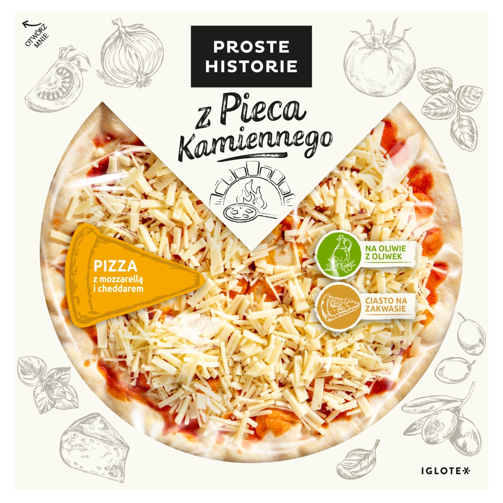 Pizza mozzarella-cheddar Proste Historie 300g