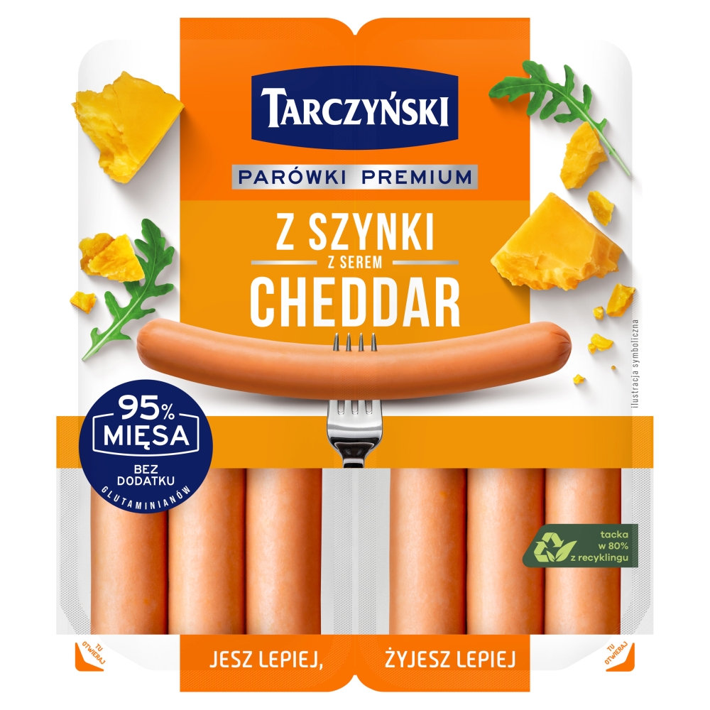 Parówki z szynki z serem Cheddar 180g esklep.polomarket.pl