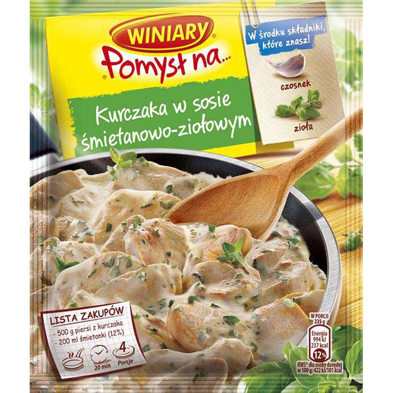 Pomysł na  kurczaka w sosie śmietanowo-ziołowym Winiary  30g esklep.polomarket.pl