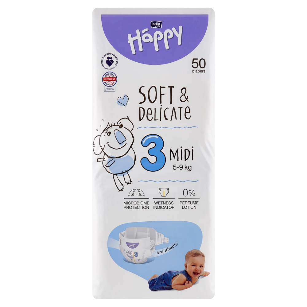 Pieluszki jednorazowe 3 Midi Bella Baby Happy 50szt