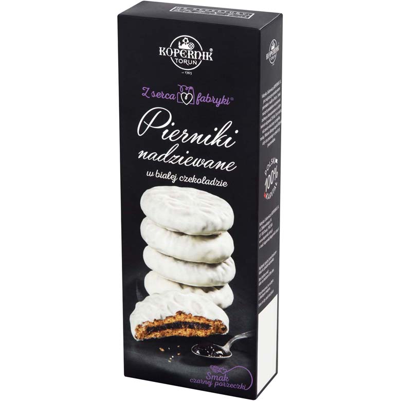 Pierniki w białej czekoladzie z nadzieniem z czarnej porzeczki Kopernik 150g