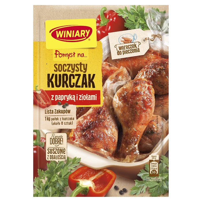 Pomysł na  Soczystego kurczaka z papryką i ziołami  Winiary  28g