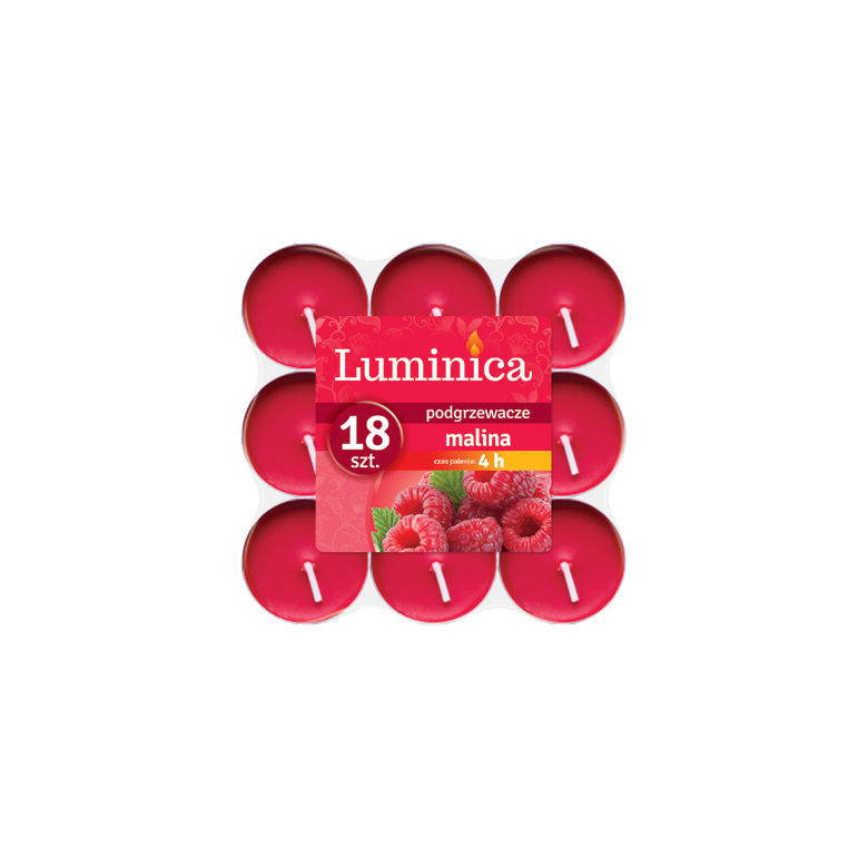 Podgrzewacze o zapachu malinowym czas palenia 4h  Luminica 18 szt.