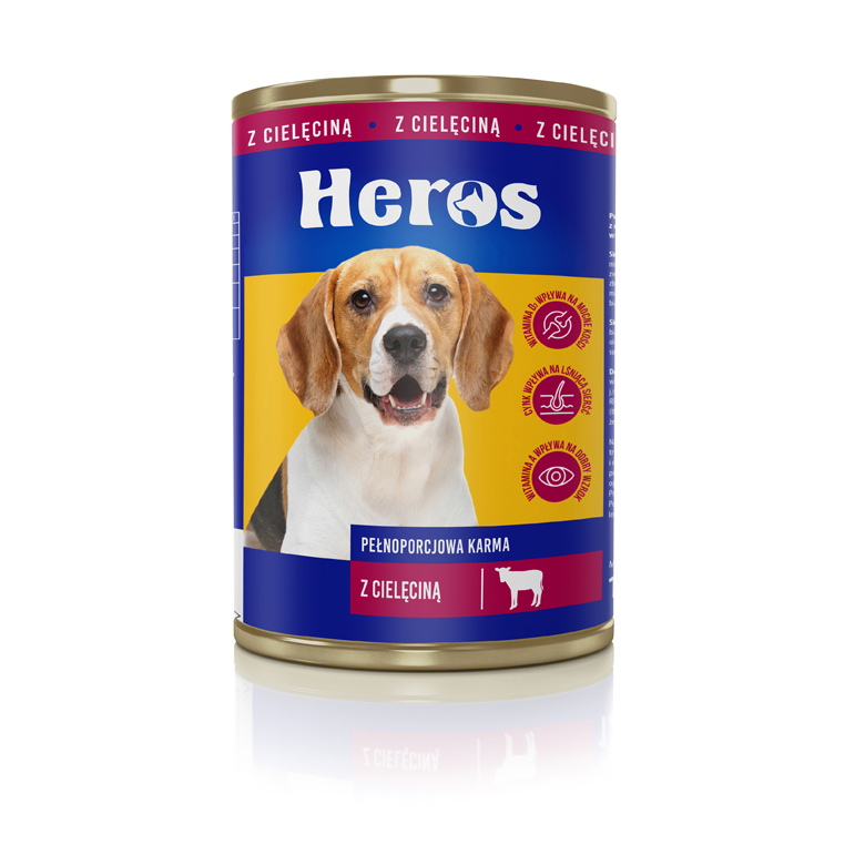 Karma w puszce  dla psa  z cielęciną Heros  1250g