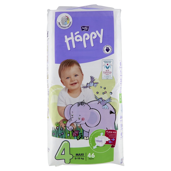 Pieluszki jednorazowe 4 maxi 8-18 kg Bella Baby Happy 46 szt. esklep.polomarket.pl