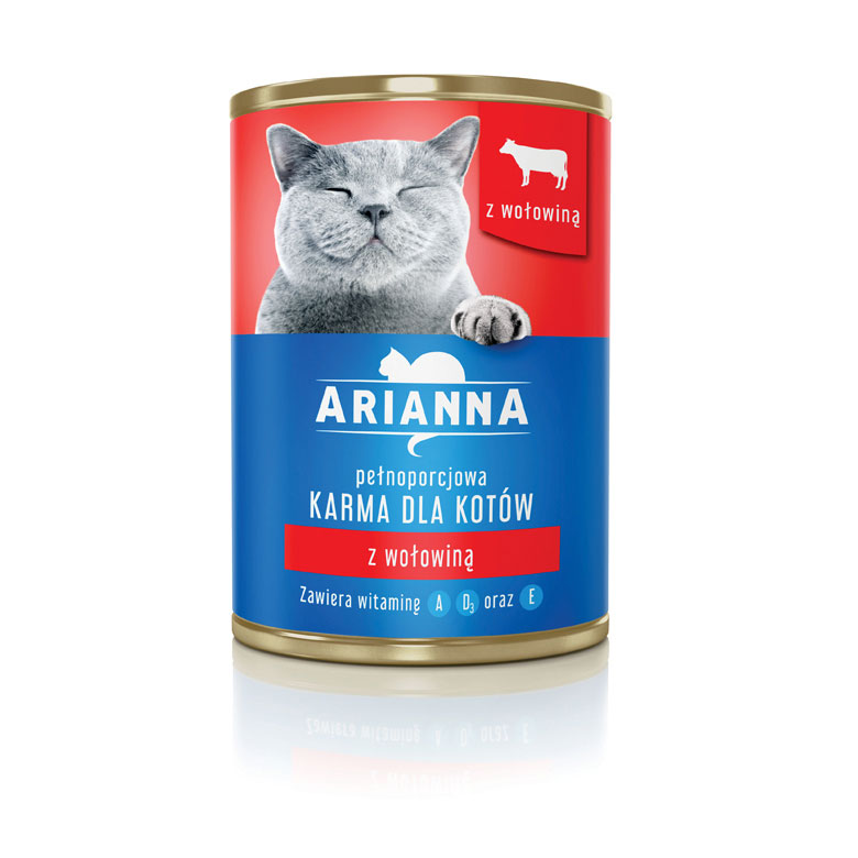 Karma w puszce dla kota  z wołowiną  Arianna  415g