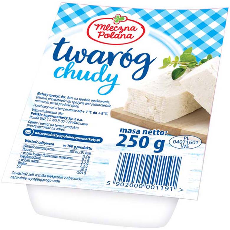 Twaróg chudy kostka Mleczna Polana 250g