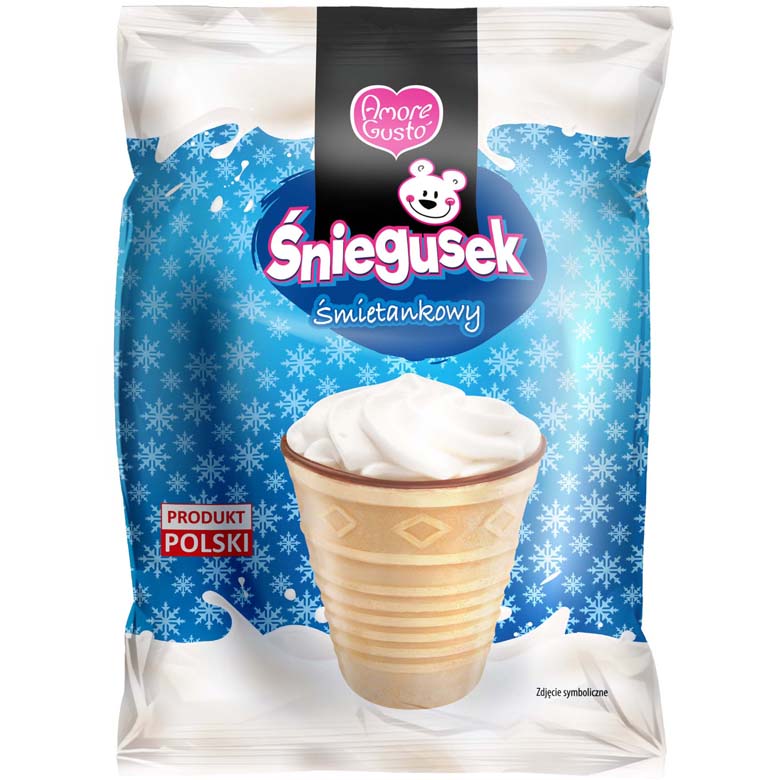 Lody śmietankowe w kubeczku waflowym z polewą kakaową Śniegusek 120 ml