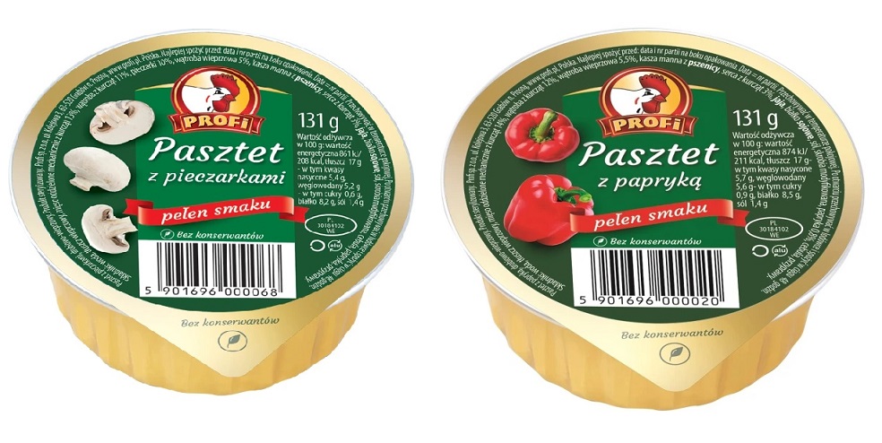 Pasztet z drobiu z pieczarkami lub papryką Profi 131g esklep.polomarket.pl