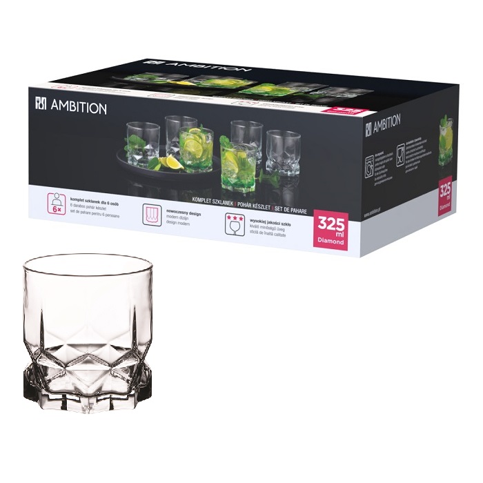 Komplet szklanek niskich 325 ml 6 szt.