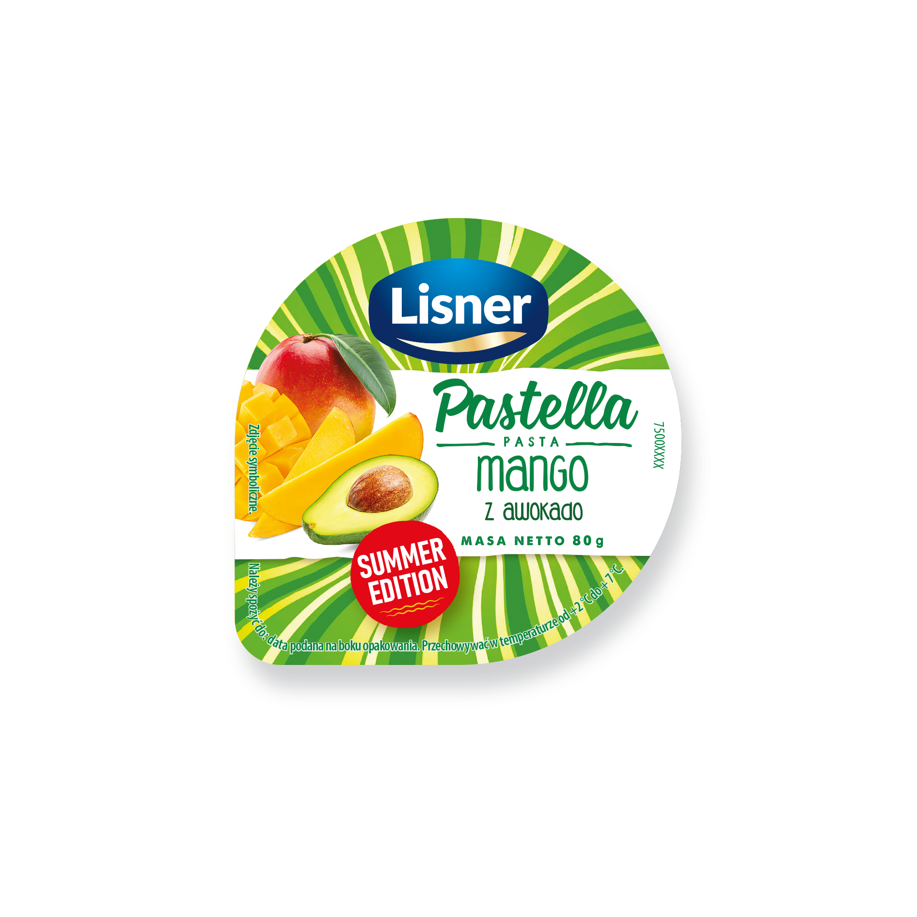 Pastella o smaku Avokado- Mango Lisner 80g