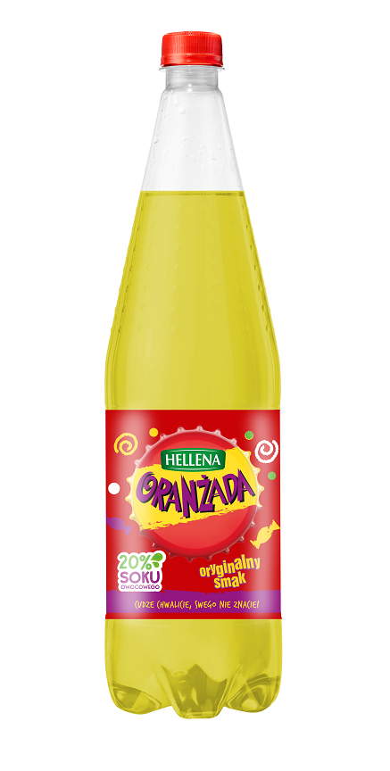 Napój gazowany Oranżada żółta 20% soku Hellena 1,25l esklep.polomarket.pl