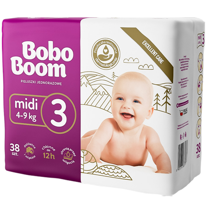 Pieluszki Midi 3 Bobo Boom 38szt