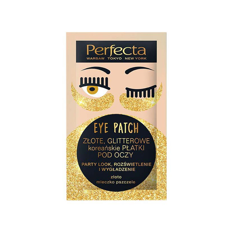 Płatki  pod oczy złote, glitterowe Perfecta 1szt