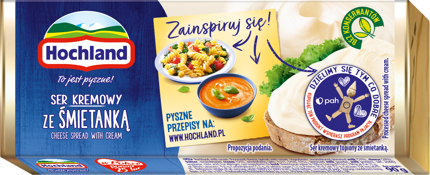 Ser topiony o smaku śmietankowym Hochland bloczek 90 esklep.polomarket.pl