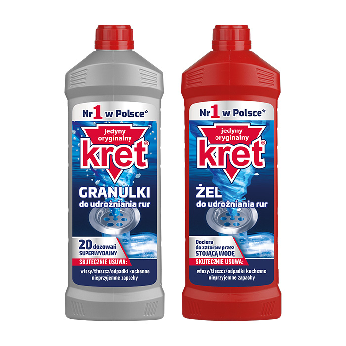 Udrażniacz Kret do rur granulki lub żel800/1000g sort esklep.polomarket.pl