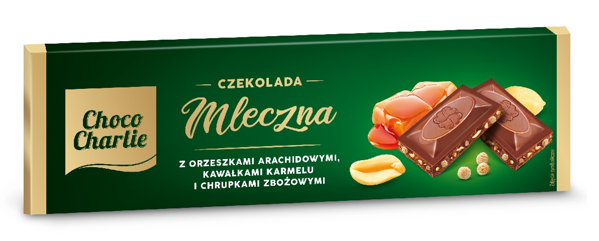 Czekolada mleczna z orzechami, karmelem i chrupkami Choco Charlie 200g