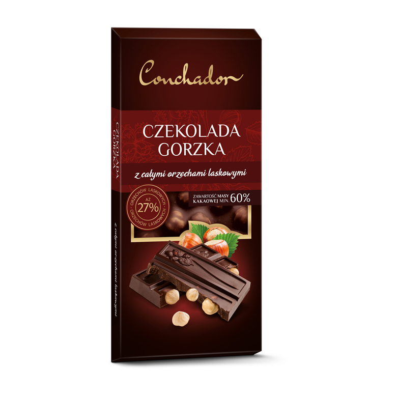 Czekolada gorzka z orzechami laskowymi Conchador 100g