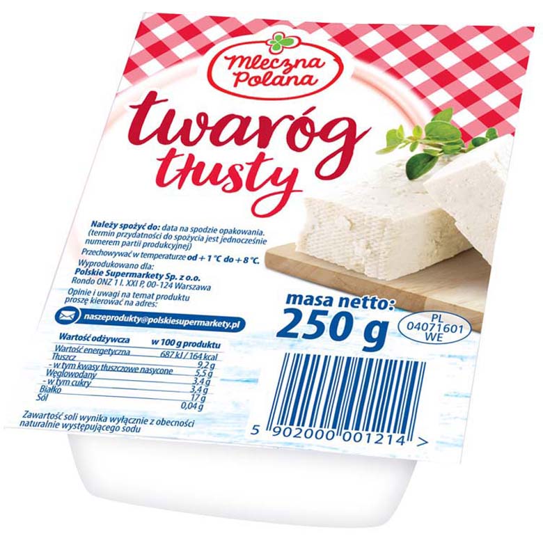 Twaróg tłusty kostka Mleczna Polana 250g
